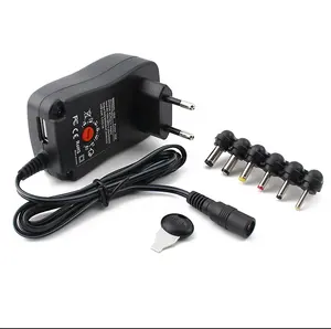 Multi-Uitgangen 3-12V Dc 30W Instelbare Spanningsadapter Met 5V Usb-Oplader 6 Tips