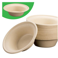 Bol en papier biodégradable rond en bagasse pour soupes chaudes et salades, résistant au four, avec couvercle