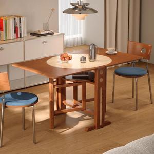 Midcentury Modern Solid Wood Oval Folding Dining <b>Table</b> Metal Legs 2 Seater <b>Small</b> Apartment Use - Product Image 2