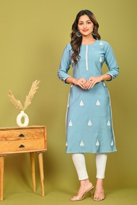 Conjunto tradicional Salwar Kameez de alta calidad para mujer, nueva moda, bordado pesado, trabajo de lentejuelas, Kurti, parte superior inferior, ropa de verano - Product Image 2