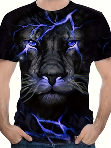 T-Shirt da Uomo Personalizzata con Stampa 3D di Leone, 180 Grammi, Stampa Digitale, Manica Corta Compressa, Spedizione Gratuita - Product Image 2