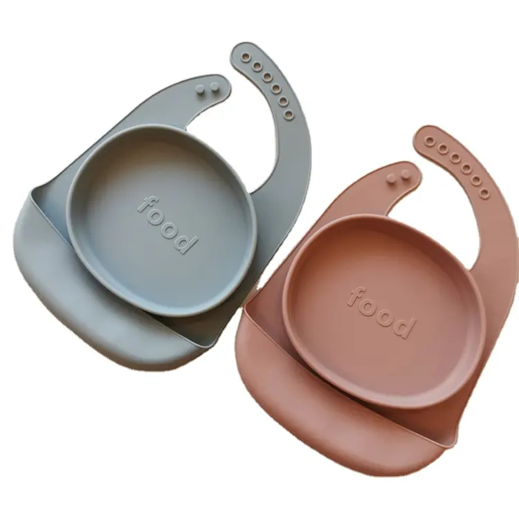 थोक नए उत्पादों Zhensheng अद्वितीय BPA मुक्त नवजात सिलिकॉन बच्चे चमचों इत्यादि का सेट के साथ सेट की आपूर्ति सिलिकॉन बिब, प्लेट और कटोरा