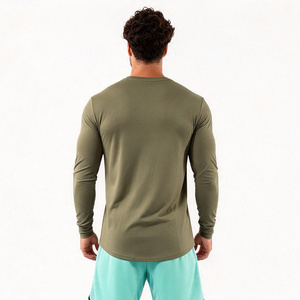 OEM <b>Men's</b> Active Wear <b>Long</b> Sleeve Gym <b>T</b>-<b>Shirt</b> Custom Logo Fitness Bodybuilding Yarn Dyed Print Knitted Fabric Breathable <b>T</b>-<b>shirt</b> - Product Image 5