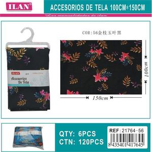 Accessorio in Tessuto ILAN 100cmx150cm Stampa Floreale Nera per Arredamento Casa - Product Image 3