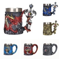 Tasse en résine 3D Dragon, Mug à bière créatif Pterodactyle Vintage Européen, Tasse à eau grande capacité Monstre Dragon
