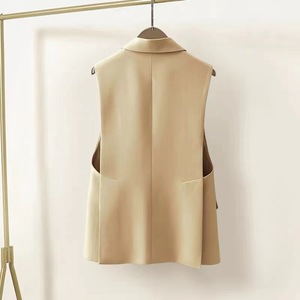 2025 gilet da donna di fascia alta primavera <span class=keywords><strong>e</strong></span> autunno <span class=keywords><strong>giacca</strong></span> Slim Look nero senza maniche con decorazione a bottoni lunga - Product Image 4
