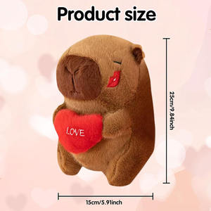 C039 Peluche de Capibara, Lindo Peluche de Capibara <span class=keywords><strong>con</strong></span> Corazón, Regalos de Capibara de Dibujos Animados, Animales de Peluche para Ocasiones Especiales y Festivales, Sin Relleno - Product Image 2