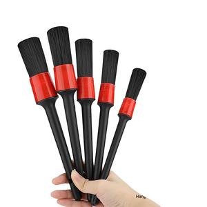Kit de Cepillos Profesionales <span class=keywords><strong>para</strong></span> Detallado de Autos - Cerdas Suaves de Plástico PP <span class=keywords><strong>para</strong></span> Limpieza de Ruedas, Interior y Exterior (Juego de 5 Piezas, Negro) - Product Image 1
