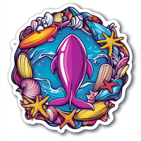 Dolphin Country Beach Style 3D Aimant en résine fortement magnétique Combinaison de métal acrylique pour réfrigérateur de bureau à domicile promotionnel