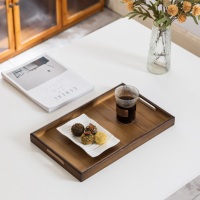 Ensemble de plateaux de service rectangulaires emboîtables en bambou naturel, durables et écologiques, avec poignées découpées, pour la maison, la cuisine, la table, la restauration, l'hôtellerie et les cafés