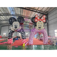 Arche gonflable à thème couple de souris de dessin animé, décorée de nœuds à pois, pour entrée de fête, idéale pour enfants, location commerciale et carnaval