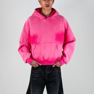 Sudadera con capucha corta de alta calidad 500 400Gsm estilo streetwear, de peso pesado, con efecto descolorido por el sol, teñido por pulverización, deshilachado y de felpa lavada - Product Image 3