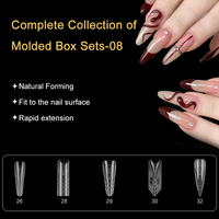 Formes professionnelles doubles pour ongles, souples et réutilisables, pour extensions d'ongles en amande et en stiletto, avec échelle graduée, pour kit de moules de construction en polygel