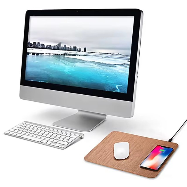 Wireless Charging Charger Mouse Pad Mat for iPhone 14 13 Pro Max 8 PU Leather Induction Charger Mousepad for Samsung S21 S20 S10