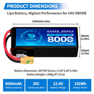 Пользовательская высоковольтная FPV-батарея 6S 22.8В 8Ач 10Ач 12Ач 22Ач 100C LiPo полутвердотельная для БПЛА/дронов 7-18 дюймов X8 FPV - Product Image 3