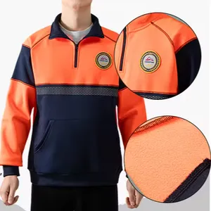 Fluorescence Yellow Orange Polyester PU Coat Industrial Worker Safety Rainwear Safety Clothing