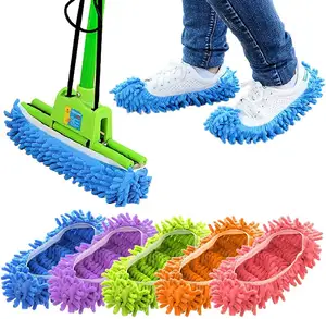 SY Men Women Sweeper Cleaning Mop Tool Shoes Cover Dust Duster Washable Microfiber Slippers For Floor