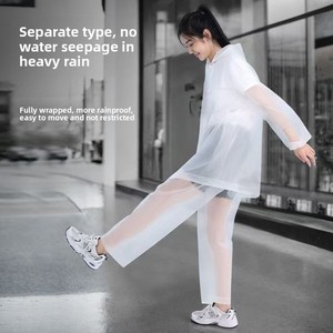 Adult Split-Style PVC <strong>Waterproof</strong> Breathable Raincoat Rain Pants <strong>Set</strong> for Cycling Long-Length Outerwear Designed Withstand Heavy - Product Image 1