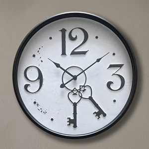 Horloge murale en métal au design industriel rustique moderne et simple, affichage à aiguilles, fonctionne à piles, épaisseur 30 mm - Product Image 2