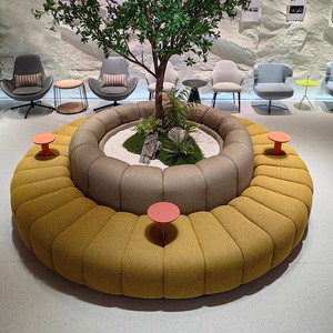 Sofá de Estilo Moderno para Café ao Ar Livre, Banco Oval em Tecido de Veludo, Móveis Comerciais para Restaurantes - Product Image 2