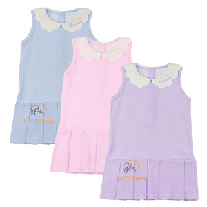 Abiti Estivi per Bambina, Vestito Tennis <span class=keywords><strong>Rosa</strong></span> a Quadretti con Colletto Smerlato in Maglia, Gonna-Pantalone Plissettata, <span class=keywords><strong>Abito</strong></span> da Festa per Bambini - Product Image 1