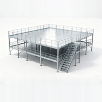 Plateforme de mezzanine d'entrepôt, système de stockage multi-niveaux en acier robuste, taille et couleur personnalisées, conception modulaire, anti-corrosion