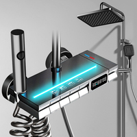 Sistema de Ducha Digital con Pantalla, 4 Funciones, Lluvia y Ducha de Mano, Acabado Gunmetal, Venta al por Mayor de Fábrica, OEM ODM