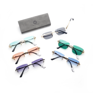 Kính mát không gọng cao cấp <span class=keywords><strong>2025</strong></span>, thiết kế cổ điển, logo tùy chỉnh, gọng kính linh hoạt, chất liệu kim loại dành cho nam - Product Image 1