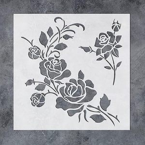 <span class=keywords><strong>Pochoir</strong></span> en résine PET réutilisable motif fleur de rose d'angle personnalisé 12x12 pouces <span class=keywords><strong>pour</strong></span> la <span class=keywords><strong>peinture</strong></span> <span class=keywords><strong>sur</strong></span> bois, <span class=keywords><strong>toile</strong></span>, mur, meubles, artisanat et décorations - Product Image 1