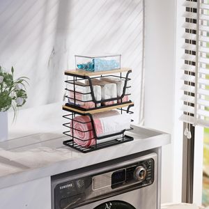 2 gói lưu trữ Stackable nhà bếp giặt tổ chức với tre Top Wall Mount Lớn Thùng rác Túi chủ và tiêu chuẩn rác - Product Image 4