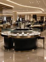 Vitrine de présentation de bijoux en bois, métal et verre avec éclairage LED, OEM ODM, distributeur en gros pour projets de vente au détail