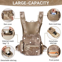 Harnais de poitrine tactique camouflage pour jumelles, sac de poitrine réglable pour jumelles d'extérieur avec pochettes détachables pour la chasse en journée