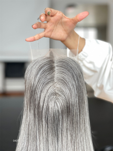 2026 Topper Lace Front 8*8 Gris Argenté, Couleur Mélangée, Densité Minimale, Style Lisse pour Femmes Âgées - Product Image 6