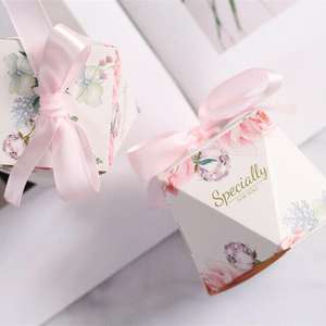 Emballage de bonbons boîte-cadeau losange de fête de mariage avec ruban boîte de fête de <span class=keywords><strong>communion</strong></span> - Product Image 5