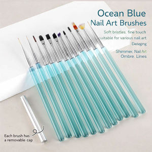 12Pcs Acrylic Handle Gel Nail Brush Set Non Shedding Nylon Bristles for UV Gel Salon Manicure - Product Image 3
