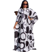 Vestido Dashiki Africano Casual de Talla Grande para Mujer, Manga Murciélago, Túnica Holgada, Abaya Estampada de Poliéster Transpirable con Bordado Incluido
