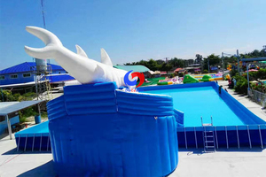 <span class=keywords><strong>Piscinas</strong></span> Comerciales Móviles Grandes Elevadas con Estructura Metálica y Toboganes Inflables <span class=keywords><strong>de</strong></span> Tiburón Gigante en Venta - Product Image 4