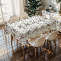 Nappe carrée en plastique gris et blanc RNPT, facile à nettoyer, design élégant, protection de table en PVC pour table à manger intérieure, motif floral