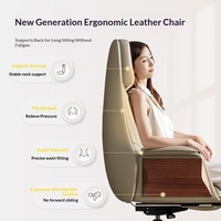Chaise de bureau en cuir - Chaise pivotante ergonomique pour cadres, mécanisme de levage réglable, design moderne et simple pour le bureau à domicile