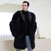 Haute qualité qualité aigle Long Style noir réel manteau de fourrure de renard hiver charmant personnalisé réel fourrure de renard veste manteau pour hommes