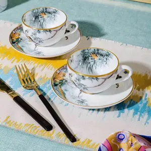 Set da caffè e set da tè in ceramica con motivo giungla 15 pezzi all'ingrosso della fabbrica
