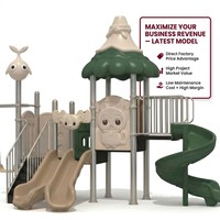 Structure de jeu multi-stations SageDelightRides ODM avec toboggan et balançoire pour enfants en LLDPE et acier galvanisé, modèle Town Square OEM