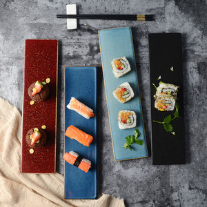 Vente chaude Sushi Plat Creative <span class=keywords><strong>Rectangle</strong></span> Sushi <span class=keywords><strong>Assiette</strong></span> Porcelaine Réactive Vitrage Plaque - Product Image 5