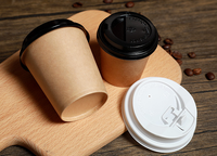 Gobelets en papier kraft recyclables jetables personnalisables de 8oz, vierges, gobelets à emporter à paroi unique avec logo pour le vin, sacs à éventail personnalisés