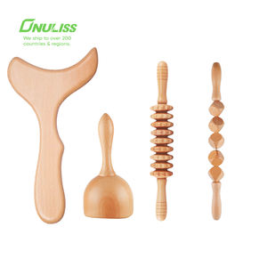 Rodillo de madera para masaje de espalda, masajeador de pies con ruedas de madera, doble rodillo - Product Image 3