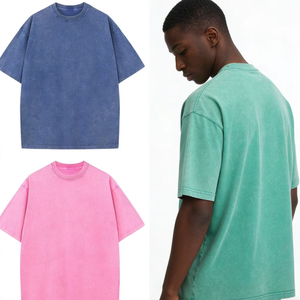 T-shirt pour <span class=keywords><strong>homme</strong></span> avec logo OEM personnalisé, <span class=keywords><strong>taille</strong></span> et couleur au choix, style streetwear, délavé à l'acide, manches courtes, confortable, prix d'usine en gros, vintage - Product Image 3