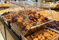 ECOBOX Bac de stockage alimentaire avec pelle, empilable, en plastique, pour dattes, chocolat, aliments secs, snacks, noix, bonbons, fruits secs, pour la vente en gros en magasin