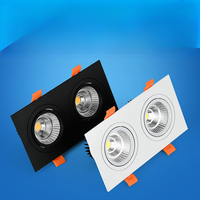 Projecteur LED COB encastré double tête en aluminium, anti-éblouissement, grille carrée, pour hôtels modernes, espaces commerciaux et salles d'exposition