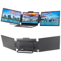 Moniteur portable triple SIBOLAN 14 pouces, 1920*1200P IPS LCD, extension d'écran pour ordinateur portable, design breveté, double Type-C USB 3.0