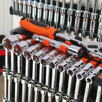 Vente chaude usine : Jeu de clés à cliquet hexagonales en acier au carbone 1/4, 12 pièces, ensemble d'outils à main combinés, emballé, personnalisable OEM, pour réparation automobile